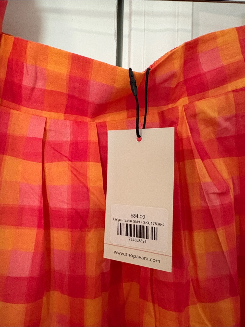 Avara Pink & Orange Plaid Maxi Skirt - Bright Check Summer Style - Picture 2 of 6